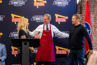 Gov. Bill Lee welcomes In-N-Out leadership at a press conference, January 2023