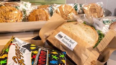 A roast beef sandwich and a packet of chips at The Food Company