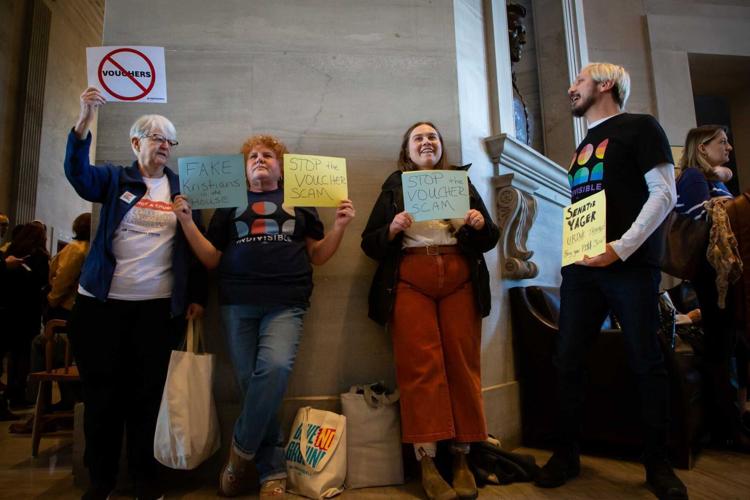 Protesters gather at the Tennessee State Capitol, Jan. 14, 2025