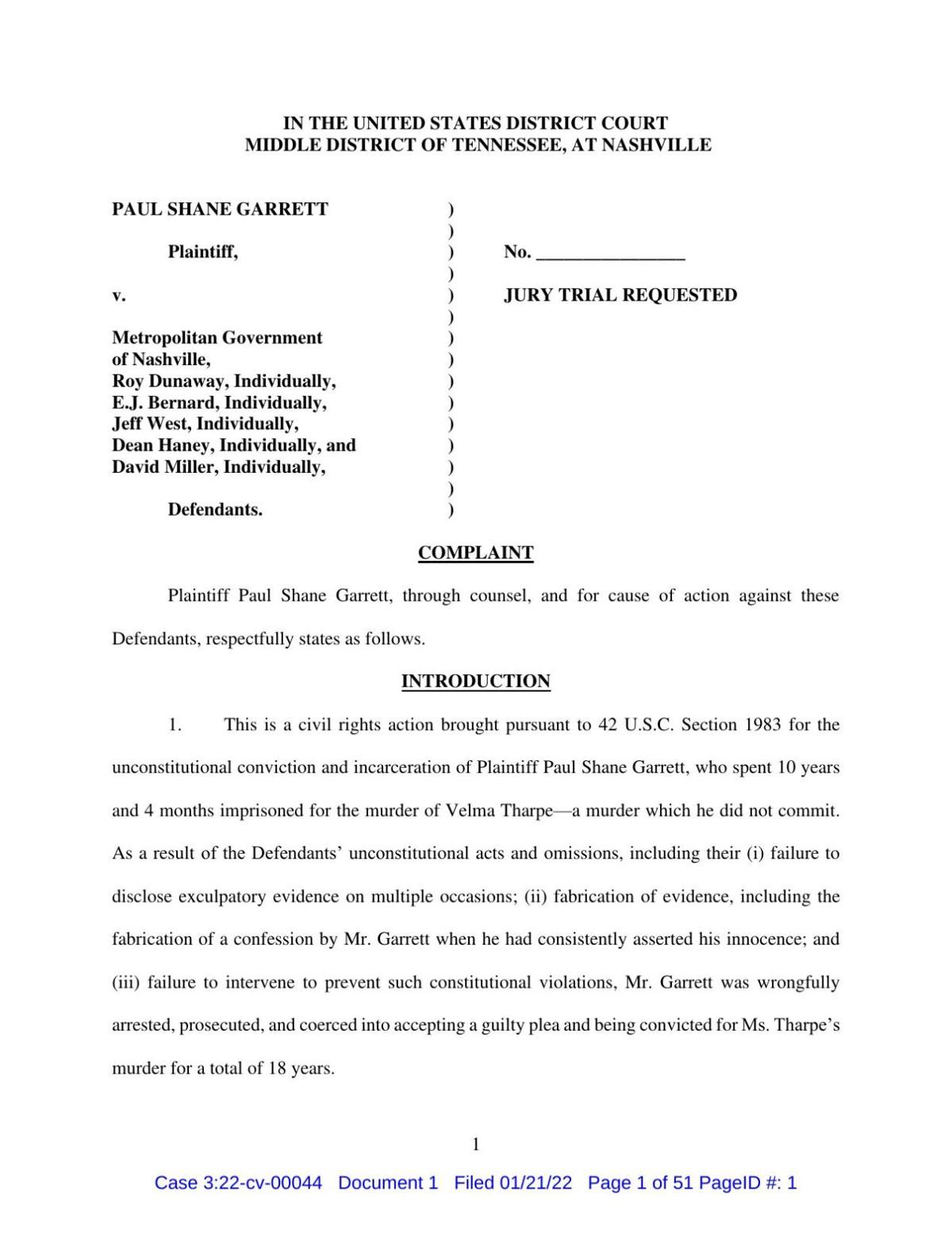 Paul Garrett lawsuit