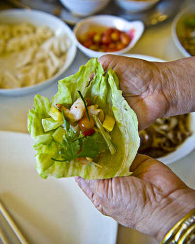 Patti Myint’s off-the-menu salad packs a world of flavor into a lettuce leaf at International Market & Restaurant
