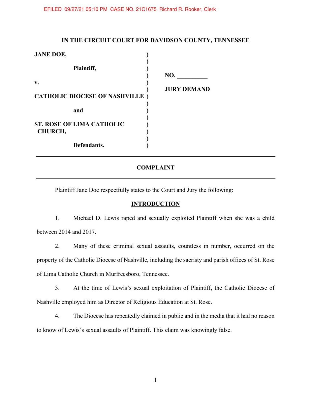 Jane Doe v. Diocese of Nashville