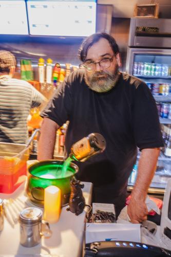 Serving special themed drinks at the Belcourt's concession stand for the 15th annual horror movie marathon 12 Hours of Terror, 10/17/2026.