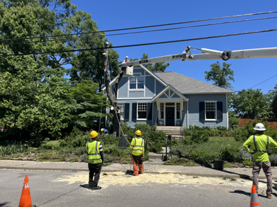 Crews clearing trees near 21st Avenue, May 14, 2026