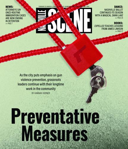 Cover of the Feb. 26, 2026 issue of the Nashville Scene with a red gun lock