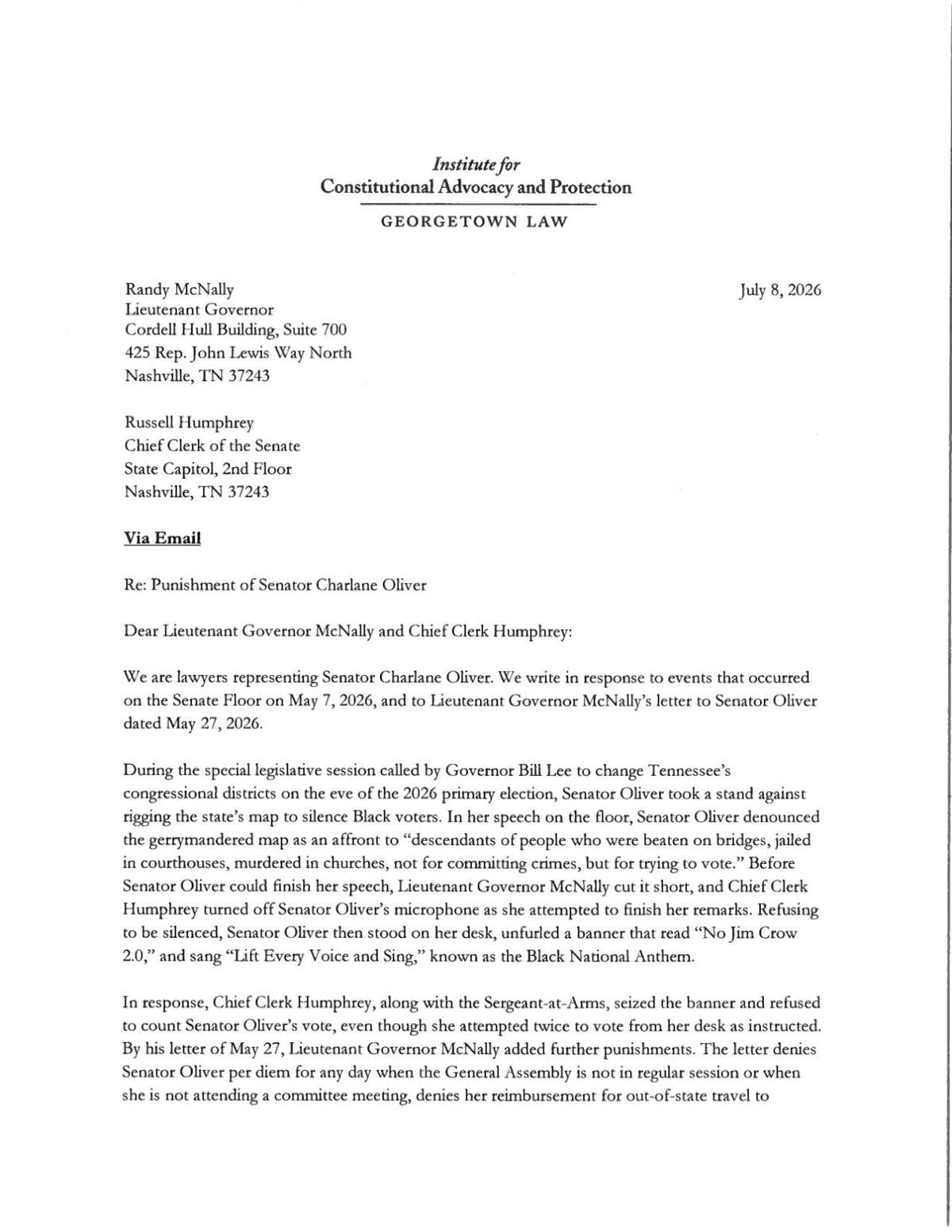 Charlane Oliver legal challenge
