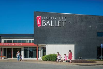 The exterior of the Nashville Ballet with a family walking towards it; the ballet was voted the Nashville Scene’s 2026 Writers’ Choice for Best Ballet Class for Little Ones in Nashville for the professionalism and fun the dancer-instructors bring to the choreography.