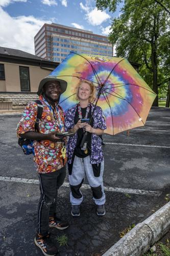 Pokemon Go community ambassadors Galon Greer, left, and Jazzy Lo-Fi