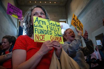 Gun safety advocates protest at the state Capitol, April 2024
