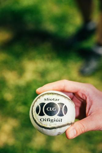 Color photo of a sliotar (ball) used by Nashville Gaelic Athletic Club in hurling games