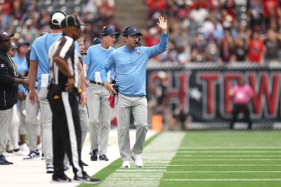 Brian Callahan during a Titans game against the Houston Texans at NRG Stadium, Sept. 28, 2025