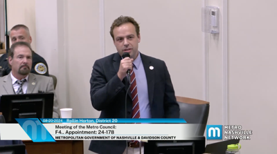 Councilmember Rollin Horton addresses the Metro Council, Aug. 20, 2024