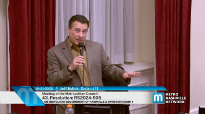 Councilmember Jeff Eslick addresses the Metro Council, Jan. 21, 2025