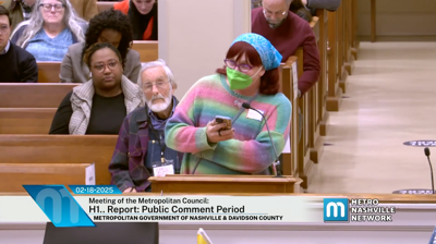 Community member Trina Hewell addresses the Metro Council, Feb. 18, 2025