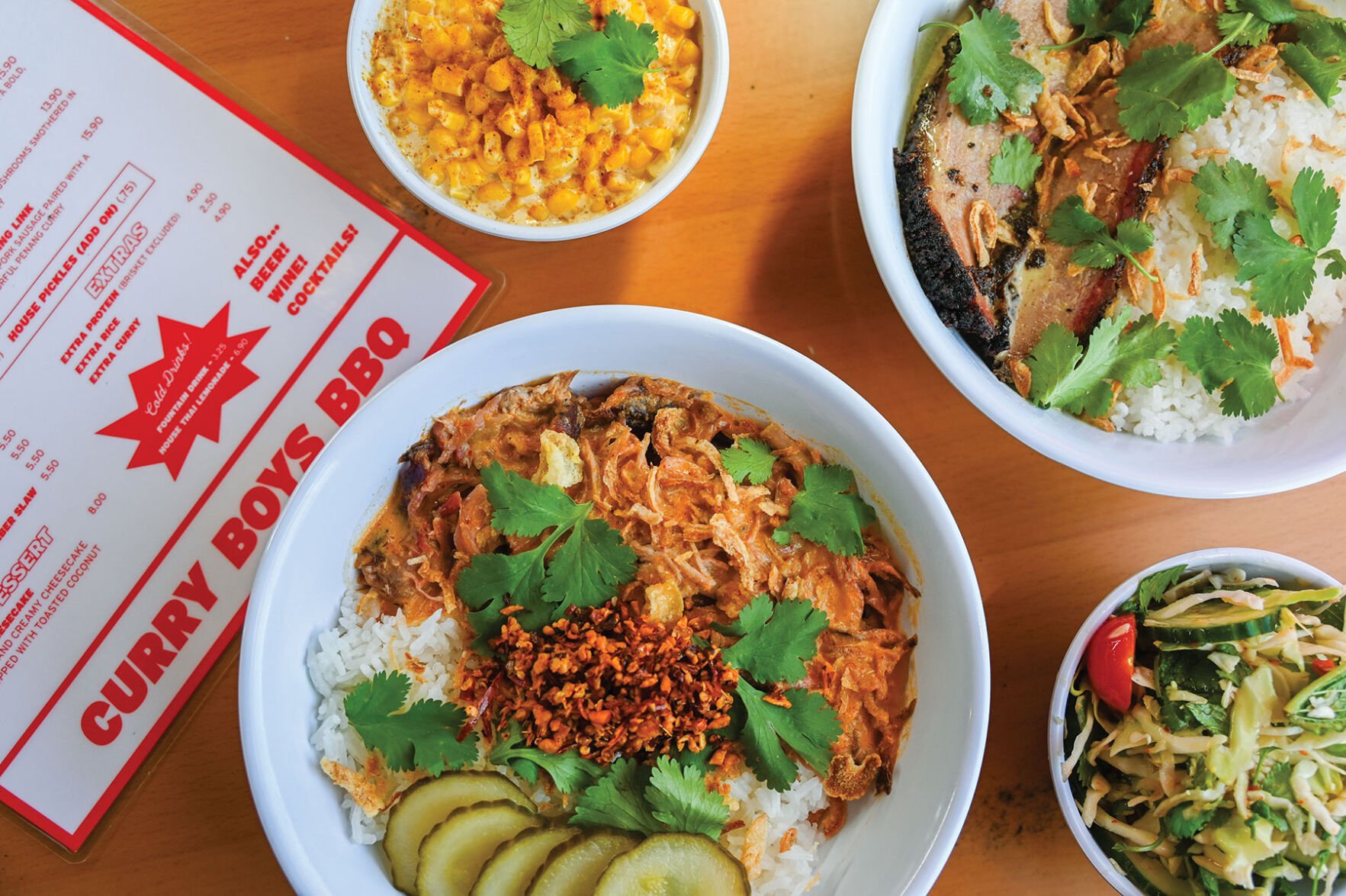 A curry spread at Curry Boys