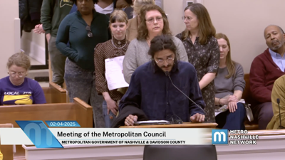 Skater Luke Ansell addresses the Metro Council during public comment, Feb. 4, 2025