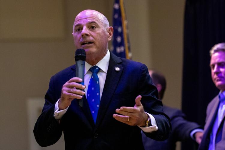 Rep. Gino Bulso speaks at a Republican 7th Congressional District debate at Franklin Community of Faith Church of the Nazarene, Sept. 15, 2025