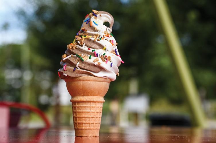 A soft-serve ice cream cone outside of Tabla Rasa