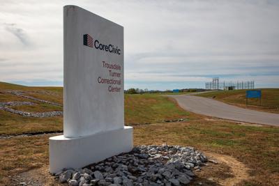 Exterior of CoreCivic Trousdale Turner Prison sign