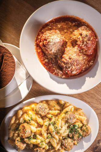 Meatballs (top) and cavatelli at Frankies 925 Spuntino
