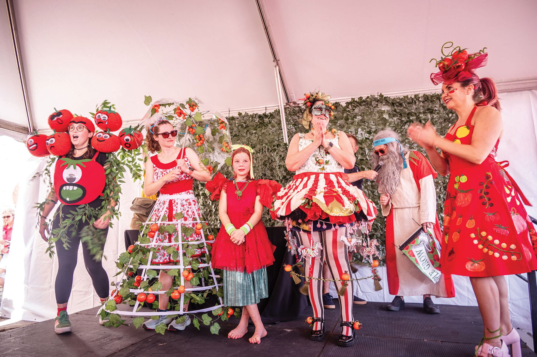 Festival goers decked out in tomato costumes at Tomato Art Fest, the Nashville Scene’s 2026 Best Art Happening in Nashville