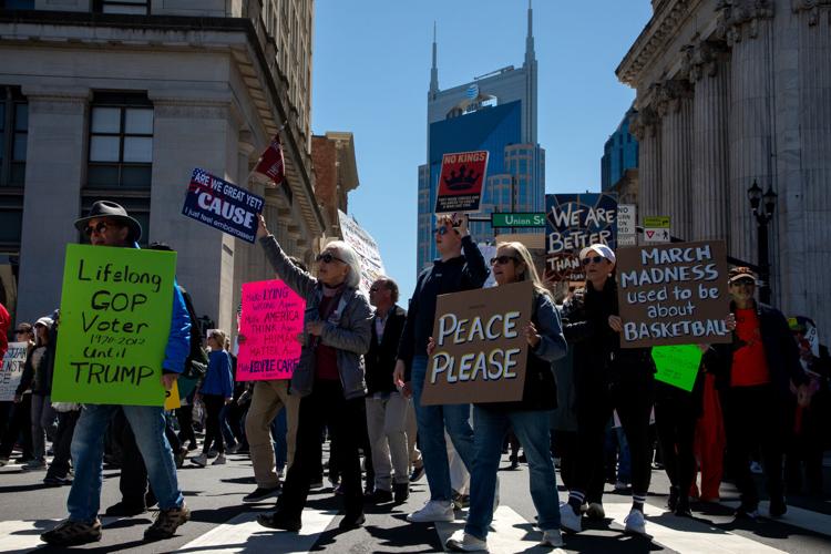 *2 - No Kings protesters gather in downtown Nashville, March 28, 2026