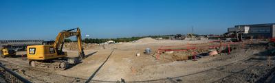 Panorama shot of a construction site at the former RiverGate Mall site