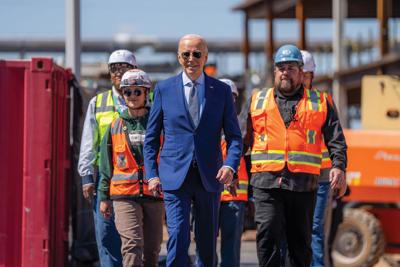 President Biden with union members in Chandler, Ariz., March 2024