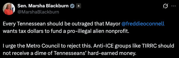 A June 2, 2026, X post from U.S. Sen. Marsha Blackburn