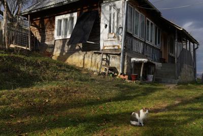 A solar panel on a home in Glod, Romania, 2021