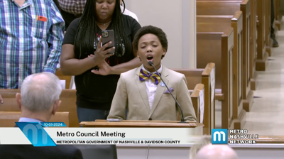 Ethan Freeman sings "A Change Is Gonna Come" at the Metro Council meeting, Oct. 1, 2024