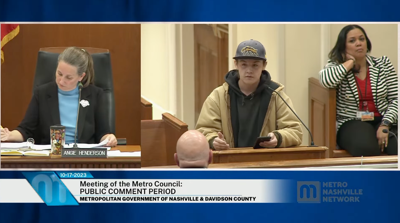 MNPS student Seamus Purdy addresses the Metro Council, Oct. 17, 2023