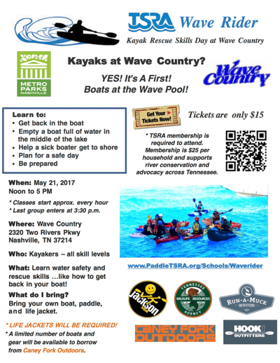 TSRA Wave Rider Kayak Rescue Skills Day at Wave Country
