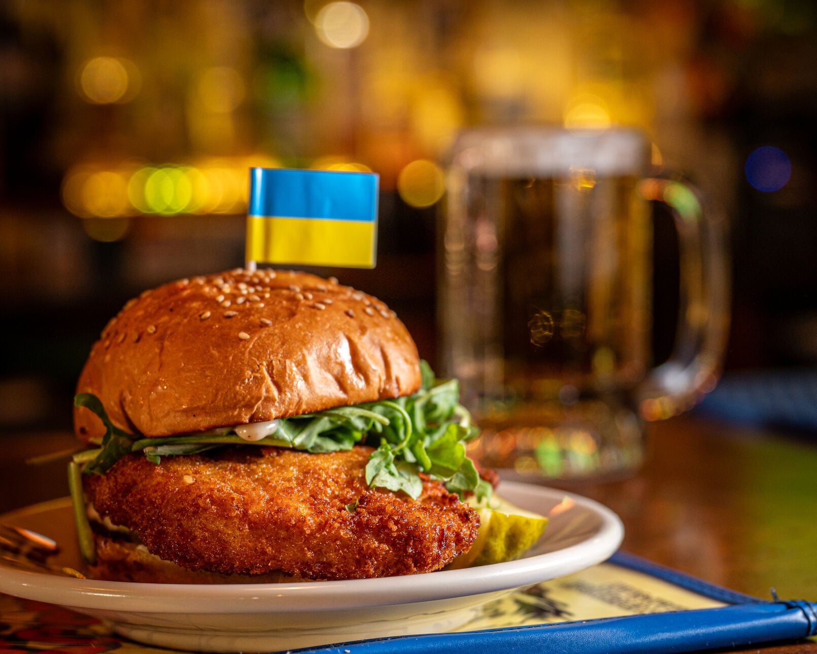 Veselka's chicken schnitzel sandwich at Lakeside Lounge