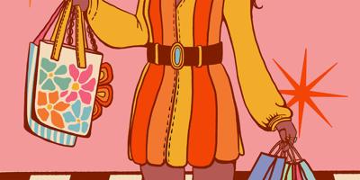Illustration of a woman holding shopping bags