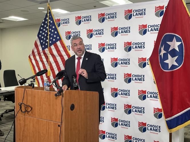 Tennessee Department of Transportation Commissioner Will Reid addresses reporters, Aug. 19, 2026