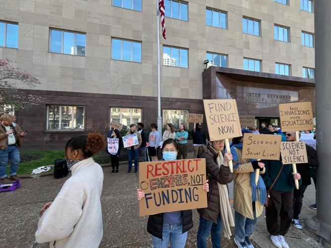University researchers rally against federal funding cuts, April 8, 2025