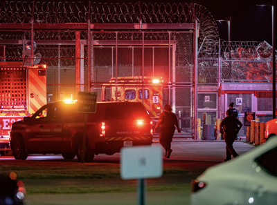 Emergency vehicles arrive at Riverbend Maximum Security Institution shortly after unsuccessful execution attempt of Christa Pike, Sept. 30, 2026