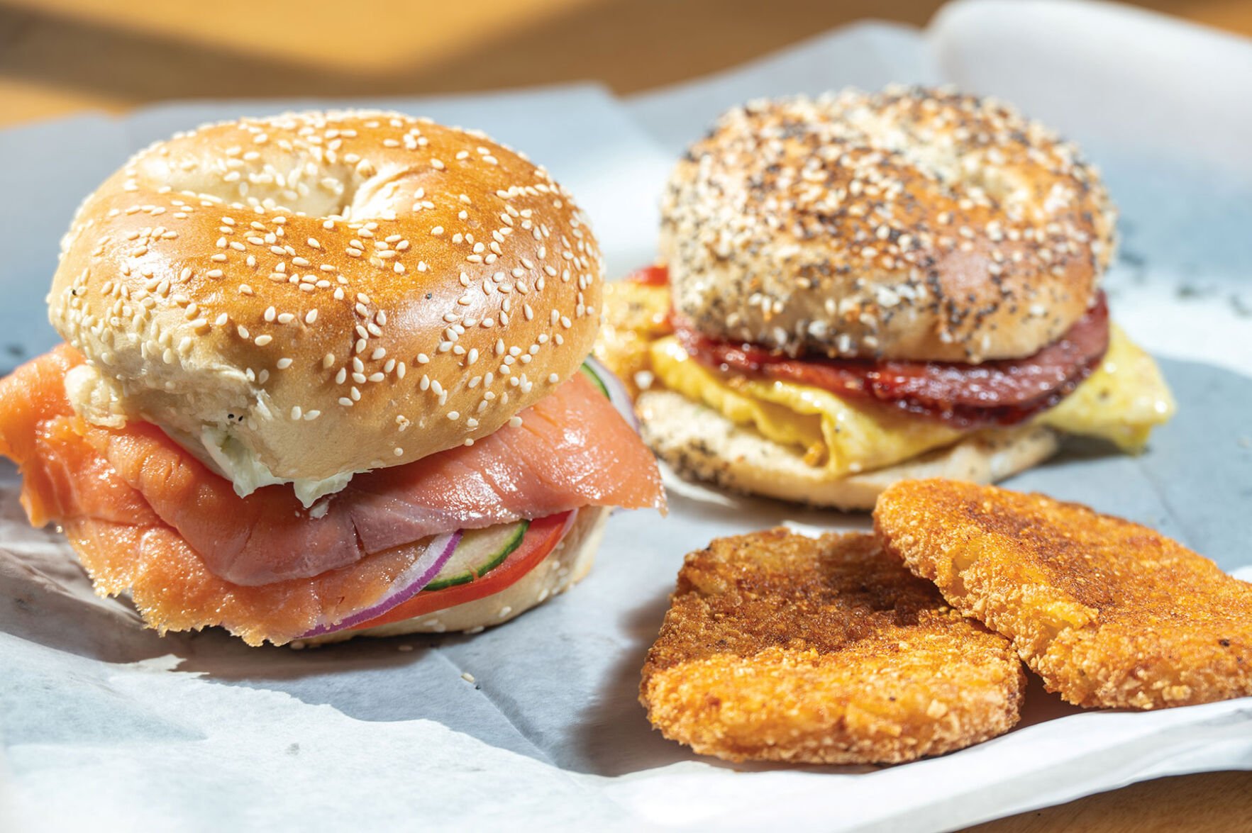 Breakfast bagels at Mr. Aaron's Goods