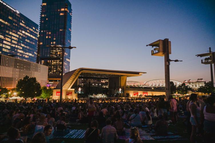 Ascend Amphitheater's stage at dusk