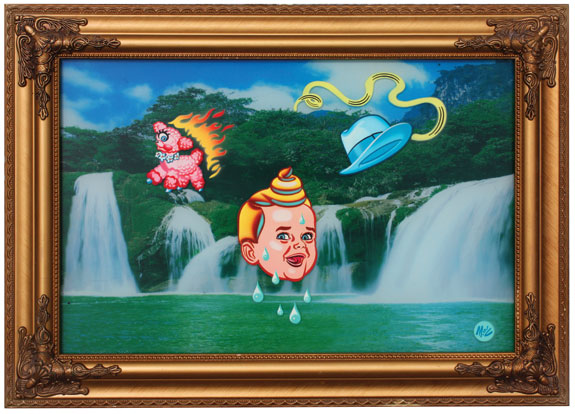 Mitch O’Connell’s hilariously kitschy, tongue-in-cheek art sticks a pitchfork in the concepts of good, evil and everything in between