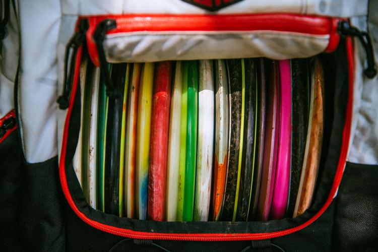 A pouch of colorful discs