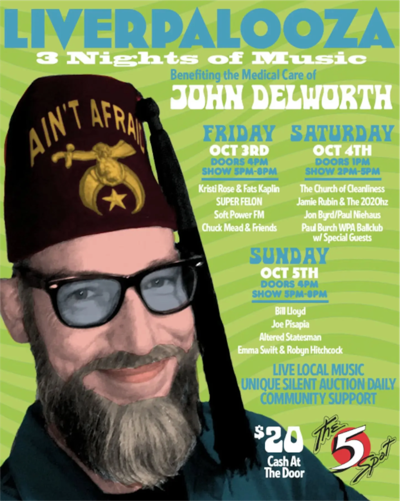 Liverpalooza flyer 2025 benefit for John Delworth ENLARGED