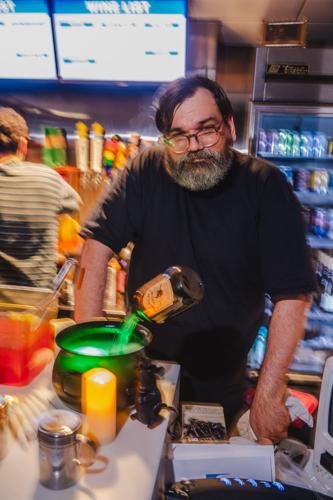Serving special themed drinks at the Belcourt's concession stand for the 15th annual horror movie marathon 12 Hours of Terror, 10/17/2026.