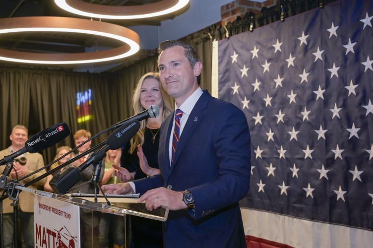 Matt Van Epps speaks at his primary election night watch party