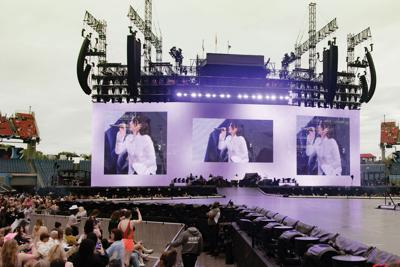 Security during one of Taylor Swift's 2023 concerts at Nissan Stadium