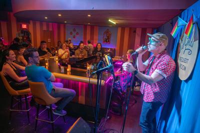 Color photo of a performance during Showtunes at Sid’s, the Nashville Scene’s 2026 Best Musical Theater Karaoke in Nashville