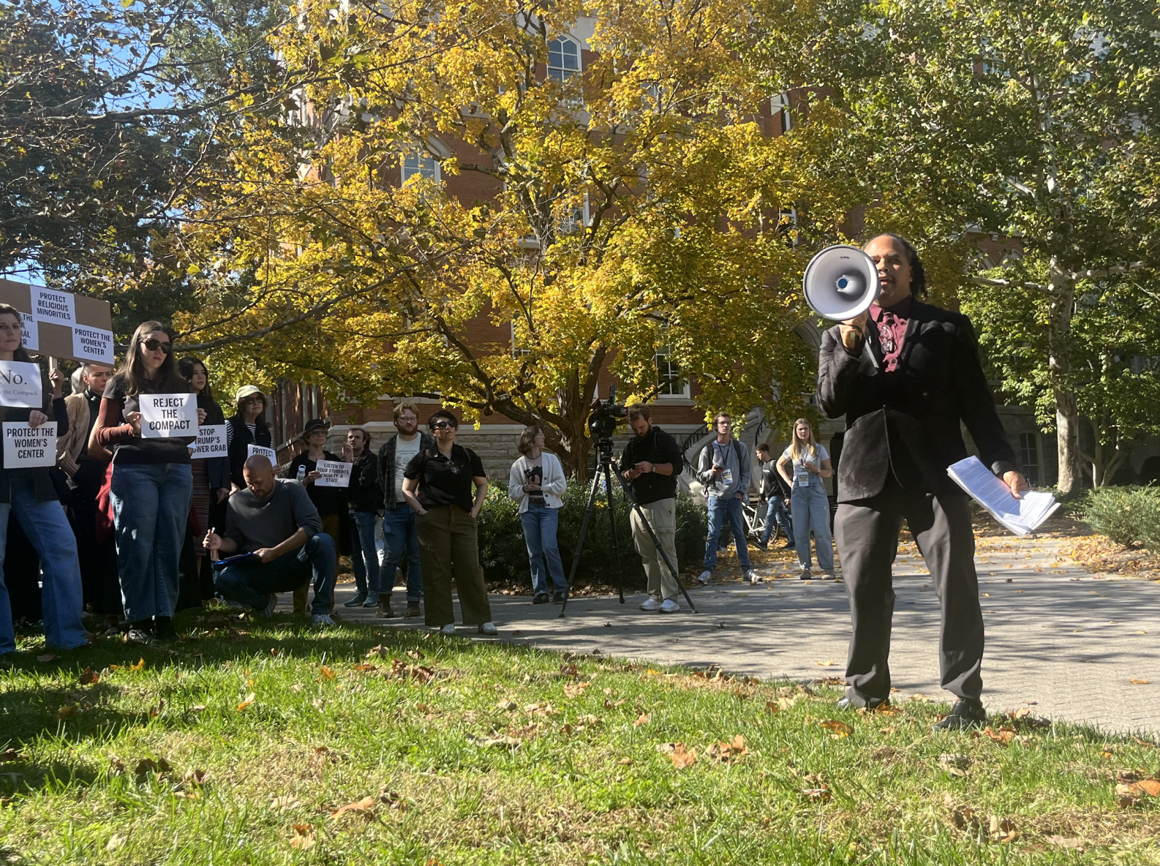 Vanderbilt University students and faculty rally against Chancellor Daniel Diermeier, Nov. 5, 2025
