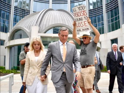Former Tennessee House Speaker Glen Casada leaves the federal courthouse after being found guilty on 17 of 19 counts