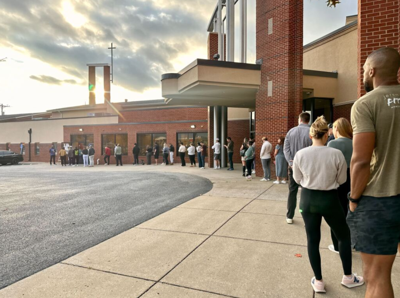 Voters wait in line at Fifteenth Avenue Baptist Church on Election Day 2024